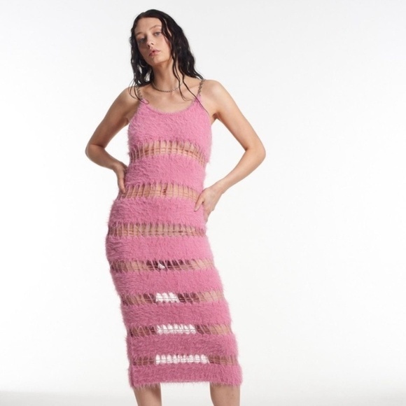 THE RAGGED PRIEST Hard Candy Pink Eyelash Maxi Dress - Picture 4 of 10